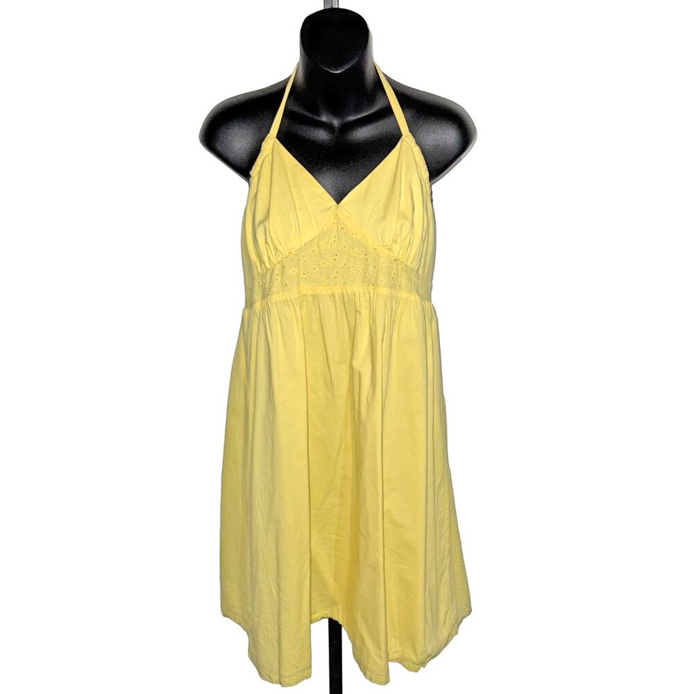 "So" Y2K Yellow Casual Halter Dress Size Juniors XL or Adult Medium